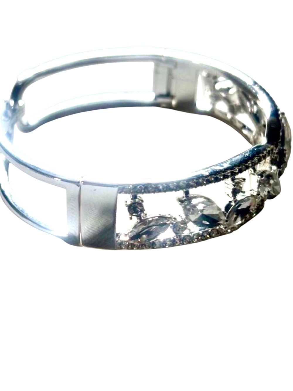Silver Crystal Statement Bracelet - Marquise & Round
